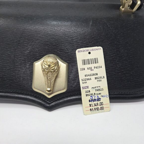 Vintage Barry Kieselstein Cord Leather Trophy Alligator Handbag Black Gold - Picture 10 of 10